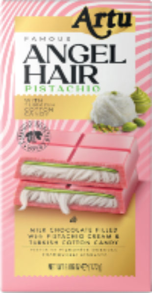 Artu Angel Hair Ruby Raspberry Chocolate 165g with Pistachio & Cotton Candy Bar