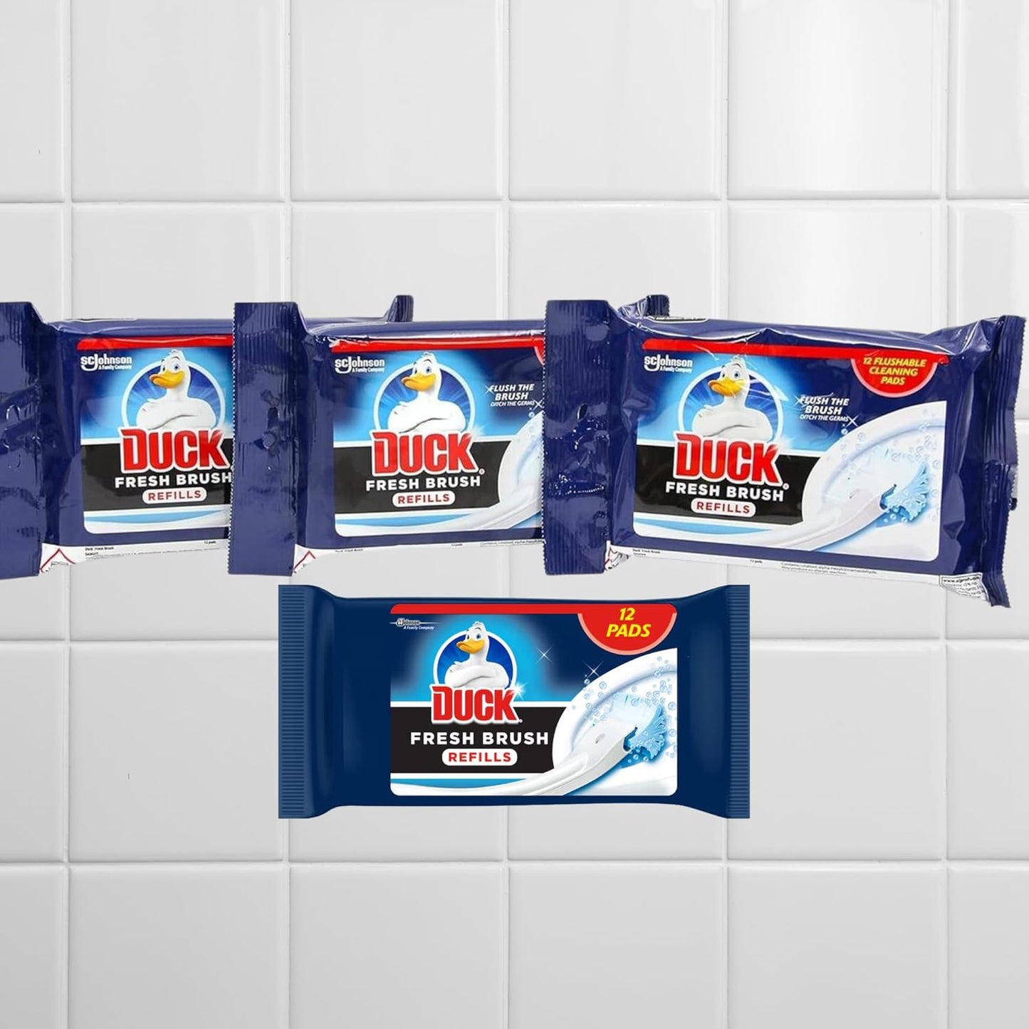 𝗗𝘂𝗰𝗸 𝗙𝗿𝗲𝘀𝗵 𝗕𝗿𝘂𝘀𝗵 𝗥𝗲𝗳𝗶𝗹𝗹𝘀, 𝗧𝗼𝗶𝗹𝗲𝘁 𝗕𝗼𝘄𝗹 𝗖𝗹𝗲𝗮𝗻𝗲𝗿, 𝟭𝟮 𝗙𝗹𝘂𝘀𝗵𝗮𝗯𝗹𝗲 𝗰𝗹𝗲𝗮𝗻𝗶𝗻𝗴 𝗽𝗮𝗱𝘀
