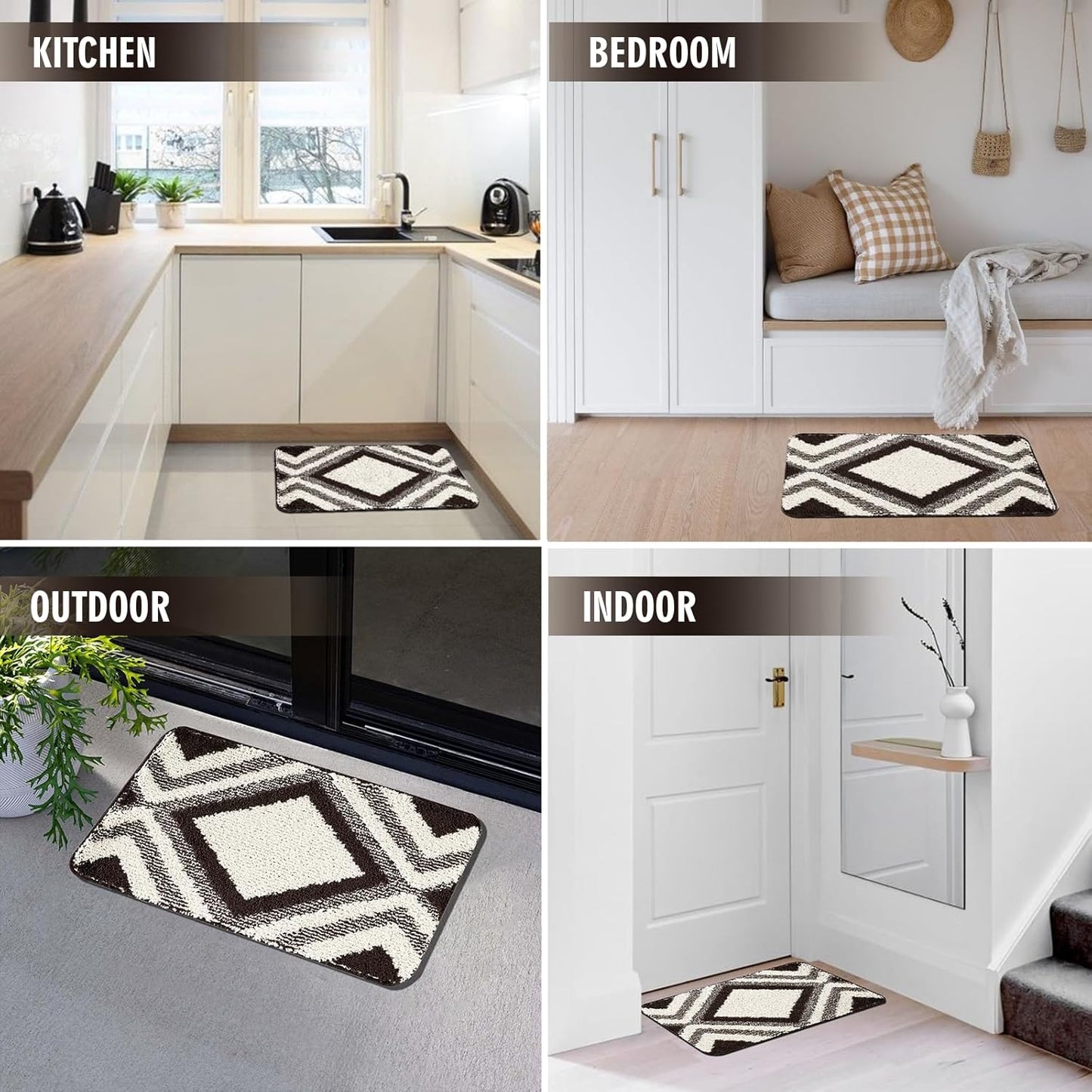 Paradise Comfort Step Indoor Rug – Soft, Washable, Non-Slip Mat (Dark Brown, 50 × 80)