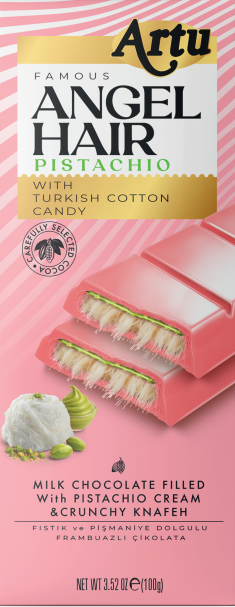 Artu Angel Hair Milk Chocolate Chocolate with Pistachio & Cotton Candy 80g