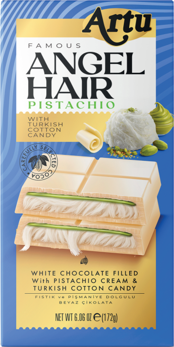 Artu Angel Hair White Chocolate 165g with Pistachio & Cotton Candy Bar