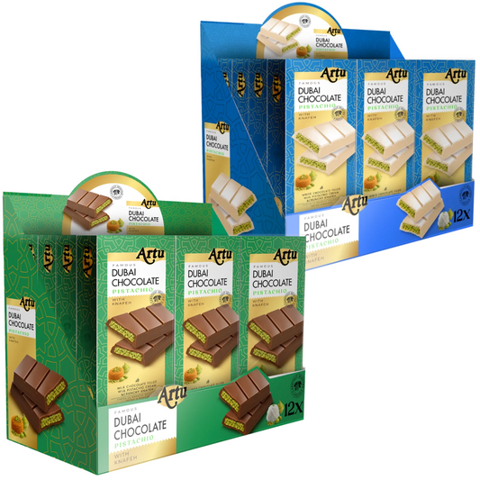 𝗔𝗥𝗧𝗨 𝗣𝗶𝘀𝘁𝗮𝗰𝗵𝗶𝗼 𝗞𝗻𝗮𝗳𝗲𝗵 𝗖𝗵𝗼𝗰𝗼𝗹𝗮𝘁𝗲 𝟭𝟬𝟬𝗴 – 𝗠𝗶𝗹𝗸 & 𝗪𝗵𝗶𝘁𝗲 | 𝗗𝘂𝗯𝗮𝗶 𝗟𝘂𝘅𝘂𝗿𝘆 𝗧𝗿𝗲𝗮𝘁